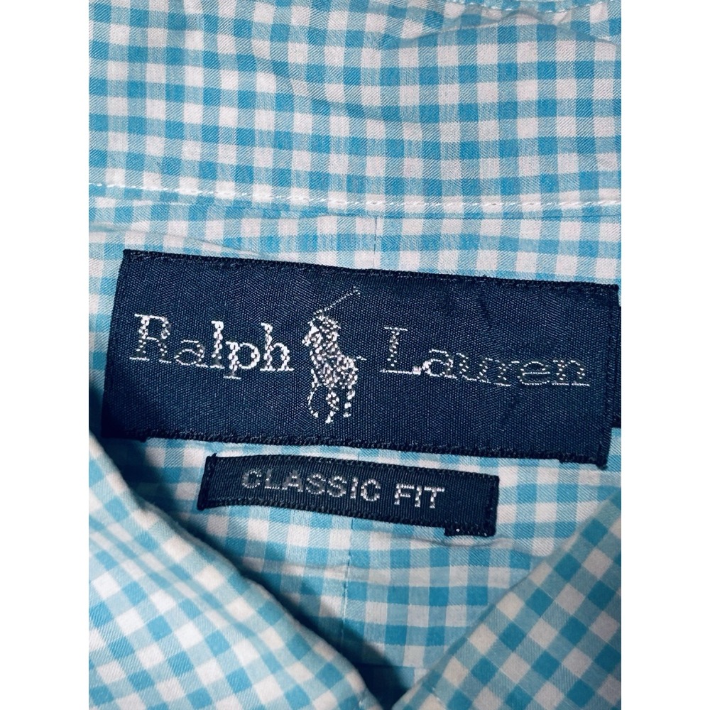Ralph Lauren Shirt Mens 2XLT Teal Blue Check Long Sleeve Button Down Pink Pony - Picture 4 of 9